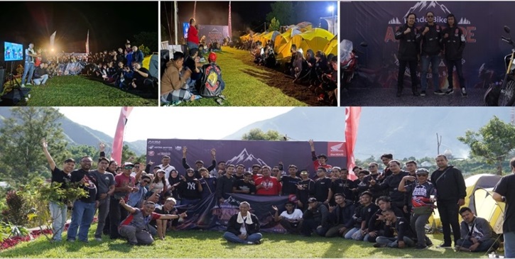 Suasana Honda Bikers Camp 2024 Komunitas HALO di Cahaya Camp Sembalun, yang digelar pada Sabtu-Minggu (2-3/3/2024).