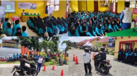 Suasana edukasi Safety Riding yang digelar tim Safety Riding Astra Motor NTB di SMKN 1 Gunungsari.