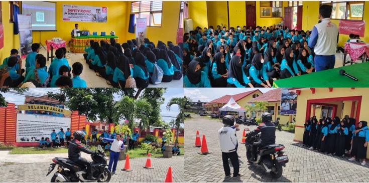 Suasana edukasi Safety Riding yang digelar tim Safety Riding Astra Motor NTB di SMKN 1 Gunungsari.