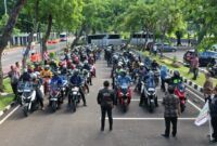 Suasana pelepasan peserta touring DPD Bikers Community di Halaman Parkir Setjen DPD RI, Kamis (22/2/2024).