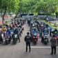 Suasana pelepasan peserta touring DPD Bikers Community di Halaman Parkir Setjen DPD RI, Kamis (22/2/2024).