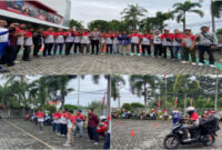 Suasana pelatihan keselamatan berkendara bagi karyawan JNE yang diselenggarakan oleh Astra Motor NTB bekerja sama dengan Satlantas Polres Lombok Barat, di Main Dealer Astra Motor NTB.