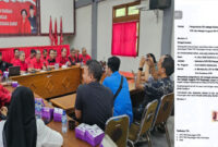 Wakil Ketua DPD PDIP NTB, H Ruslan Turmuzi bersama jajaran pengurus saat memberikan keterangan pers di Kantor DPD PDIP NTB, Kamis (18/4/2024)-(foto kiri), dan Surat Pengunduran Diri HL Budi Suryata sebagai Sekretaris DPD PDIP NTB (foto kanan).