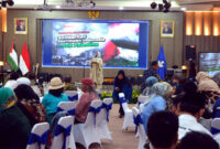 Suasana kegiatan Parade Puisi Untuk Gaza yang berlangsung di Aula Sasadu, Gedung M Tabrani, Badan Bahasa, pada Sabtu (27/7/2024).