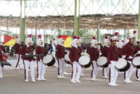 Terlihat para peserta Marching Band saat mengikuti lomba dalam menyemarakkan Hultah ke-89 NWDI di Pancor.