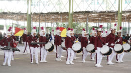 Terlihat para peserta Marching Band saat mengikuti lomba dalam menyemarakkan Hultah ke-89 NWDI di Pancor.