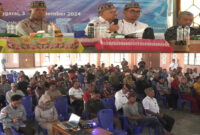 Suasana konsultasi publik persiapan pengadaan tanah PLTP Ulumbu unit 5–6 Poco Leok wellpad J dan access road STA.00 s.d STA.7200, di Aula Gereja Paroki Penggeok, pada Selasa–Rabu (3–4 September 2024).