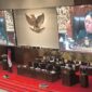 RAPAT PARIPURNA: Ketua DPR RI, Puan Maharani saat memimpin Rapat Paripurna ke-V Masa Parsidangan I Tahun Sidang 2024–2025 DPR RI, di ruang rapat paripurna Gedung Nusantara II, Kompleks Parlemen Senayan, Jakarta, Selasa (22/10/2024).