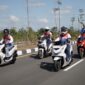 Ini kegiatan touring dengan mengendarai motor Honda.
