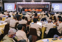 Suasana acara Forum Komunikasi dan Diseminasi Program Kerja dengan Media (Press Gathering) bertajuk ‘’Kolaborasi Inklusif untuk Mempercepat Pembangunan Daerah: DPD RI dalam Peran Strategis Menuju Indonesia Emas 2045‘’, di Yogyakarta, Jumat malam (22/11/2024).