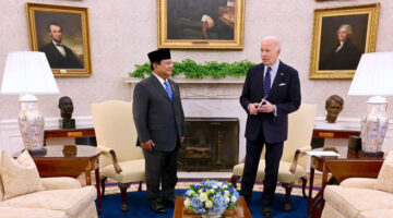 Presiden Indonesia, Prabowo Subianto saat melakukan pertemuan bilateral dengan Presiden Amerika Serikat (AS), Joe Biden, di Gedung Putih, Washington DC, Selasa (12/11/2024).