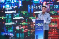 Direktur Utama PLN, Darmawan Prasodjo saat memberikan sambutan pada acara ajang Electricity Connect 2024, di Jakarta Convention Center pada Rabu (20/11/2024).