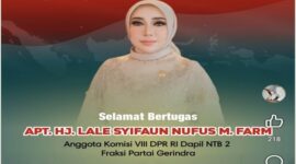 Anggota DPR RI Dapil NTB II/Pulau Lombok, Hj Lale Syifa'un Nufus.