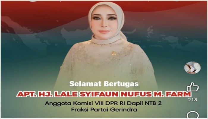 Anggota DPR RI Dapil NTB II/Pulau Lombok, Hj Lale Syifa'un Nufus.