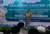 Bupati Loteng, HL Pathul Bahri saat memberikan sambutan pada acara pembukaan TC Reguler tahap I STQH ke-XXVIII Tingkat Provinsi NTB Tahun 2025.