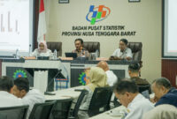 Suasana rilis berita resmi statistik terkait ekspor-impor, di Ruang Rapat Aula Tambora, Kantor BPS Provinsi NTB, Rabu (15/1/2025).