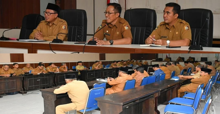 Suasana Rakor yang dipimpin Pj Bupati Lotim, HM Juaini Taofik, di Rupatama 1 Kantor Bupati Lotim, Senin, (10/2/2025).