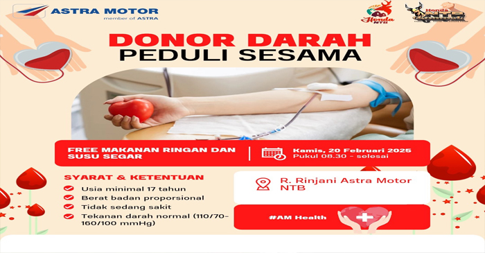 Donor Darah bersama Astra Motor NTB.