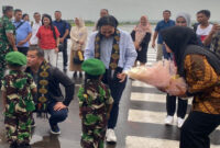 Suasana penyambutan KSAD, Jenderal TNI Maruli Simanjuntak di BIZAM Lombok.