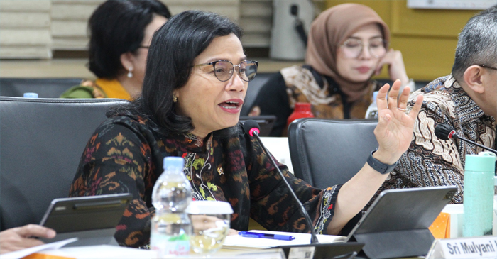 Menkeu, Sri Mulyani Indrawati saat Rapat Kerja dengan Komite IV DPD RI.