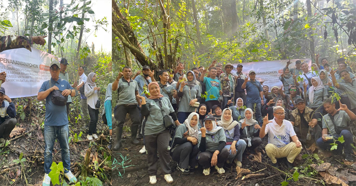 Suasana pose bersama usai menggelar kegiatan Adopsi Pohon untuk penghijauan di Desa Lantan, Kecamatan Batukliang Utara (BKU), Kabupaten Lombok Tengah (Loteng), pada Jumat (28/2/2025).