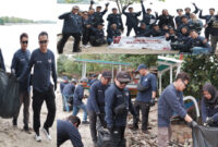 Aksi bersih-besih pantai yang dilakukan oleh para jurnalis, bloger, dan KOL, di pesisir Pantai Elak-Elak Sekotong, Kabupaten Lombok Barat.