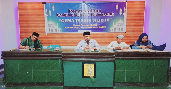 Suasana Rakor pembentukan Panitia Takbir Keliling se-Desa Pemongkong, Kecamatan Jerowaru.