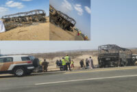 Ini bus yang mengangkut penumpang jemaah umroh Indonesia yang mengalami kecelakaan di Wadi Qudeid (Madinah-Mecca Road) berjarak sekitar 150 km dari Kota Jeddah.