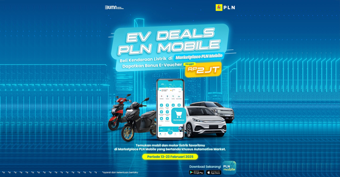 PT PLN menghadirkan promo EV Deals bagi masyarakat yang membeli kendaraan listrik berupa bonus E-Voucher listrik hingga Rp2 juta.