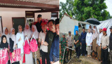 Anggota Komisi VIII DPR RI Dapil NTB II/Pulau Lombok, apt Hj Lale Syifaun Nufus, M.Farm saat turun langsung menyalurkan bantuan kepada korban bencana alam puting beliung di Kecamatan Praya Barat Daya, Lombok Tengah.