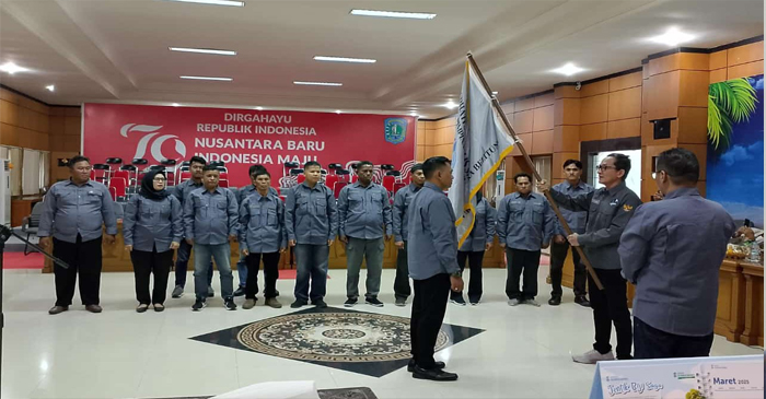 Suasana prosesi pelantikan DPC PJS Kabupaten Belitung oleh Ketua DPD PJS Babel, Rikky Permana, yang dihadiri Ketua Umum DPP PJS Mahmud Marhaba, Sabtu (8/3/2025).