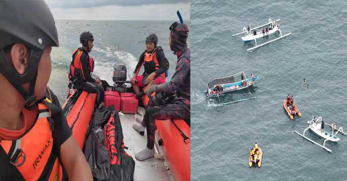 Tim SAR Gabungan saat mengevakuasi korban hilang terseret arus di Kabupaten Lombok Utara.