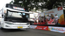 Ini bus yang telah disiapkan PT Astra Honda Motor (AHM) bagi konsumen setia sepeda motor Honda untuk program Mudik dan Balik Bareng Honda (MBBH) tahun 2025.