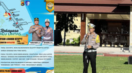 Wakil Direktur Lalu Lintas Polda NTB, AKBP Leo Dedy saat memberikan arahan kepada personel (foto kanan); Rekayasan Lalu Lintas saat Lebaran Topat 2025 (foto kiri).