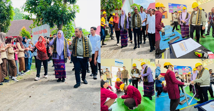 Ketua MPR RI, Ahmad Muzani didampingi Wagub NTB, Hj Indah Dhamayanti Putri saat mengunjungi Kelas Komatsu kerjasama SMKN 6 Mataram dengan Perusahaan Jepang.