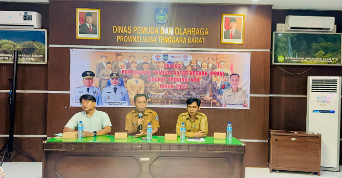 Suasana pembukaan seleksi program Pertukaran Pemuda Antar Negara (PPAN) dan Antar Provinsi (PPAP) 2025, di Aula Kantor Dispora NTB.