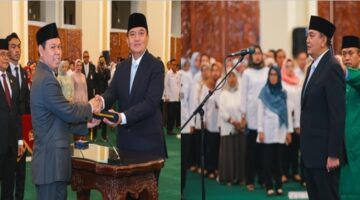 Suasana pelantik Irjen Pol Mohammad Iqbal sebagai Sekjen DPD RI, di Gedung Nusantara IV, Kompleks Parlemen Senayan, Jakarta, pada Senin (19/5/2025).