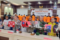 Suasana Konferensi Pers di Mapolres Lobar.