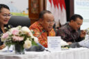 Sekda NTB, HL Gita Ariadi (dua dari kiri) saat memaparkan berbagai strategi pengendalian inflasi, khususnya inflasi pangan, dalam Rakor GNPIP Wilayah Bali Nusra 2025, di Kantor Perwakilan BI Provinsi Bali, Jumat (23/5/2025).