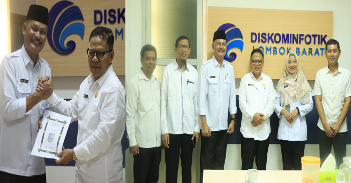 Suasana pose bersama usai acara Sertijab Kadis Kominfotik Lobar.