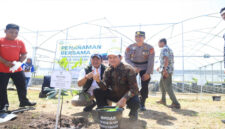 Suasana penanaman bersama bibit pohon di kawasan Persemaian Modern Mandalika, Desa Rembitan, Kecamatan Pujut, Kabupaten Loteng, Jumat (16/5/2025).
