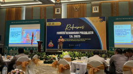 Suasana Rakernis Fungsi Keuangan Polda NTB Tahun 2025 yang digelar di Ballroom Hotel Aruna Senggigi, Lombok Barat, Kamis (12/6/2025).