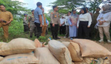 Wabup Lombok Barat, Hj Nurul Adha saat mendampingi Wakil Kepala I BP Taskin, Nanik Sudaryati Deyang meninjau langsung lokasi tambang rakyat di Pelangan Mekaki, Kecamatan Sekotong, Lombok Barat.
