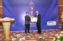 Direktur PDAM Tirta Ardhia Rinjani Kabupaten Lombok Tengah, Bambang Supratomo saat menerima penghargaan Indonesia Best 100 BUMD Award tahun 2025, di Hotel Truntum Kuta, Bali, pada Jum'at (4/7/2025).