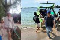 Anggota Komisi II DPR RI Fraksi NasDem, Fauzan Khalid saat berkunjung ke Gili Trawangan (foto kanan), tampak wisatawan mancanegara berada di Gili Trawangan (foto kiri).