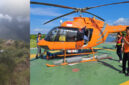 Helikopter SGi Air Bali (foto kanan), dan lokasi tempat terjatuhnya pendaki asal Belanda (foto kiri).