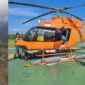 Helikopter SGi Air Bali (foto kanan), dan lokasi tempat terjatuhnya pendaki asal Belanda (foto kiri).