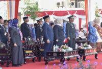 Suasana upacara HUT Bhayangkara ke-79, di Lapangan Bumi Gora Kantor Gubernur NTB, Selasa (1/7/2025).