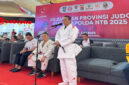 Ketua Umum Judo Provinsi NTB, HL Pathul Bahri saat memberikan sambutan pada acara penutupan Kejurprov NTB Jodu 2025 Kapolda Cup.