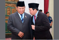 Ketua DPD RI, Sultan B Najamudin (kanan) saat bersama Presiden Prabowo Subianto (kiri).